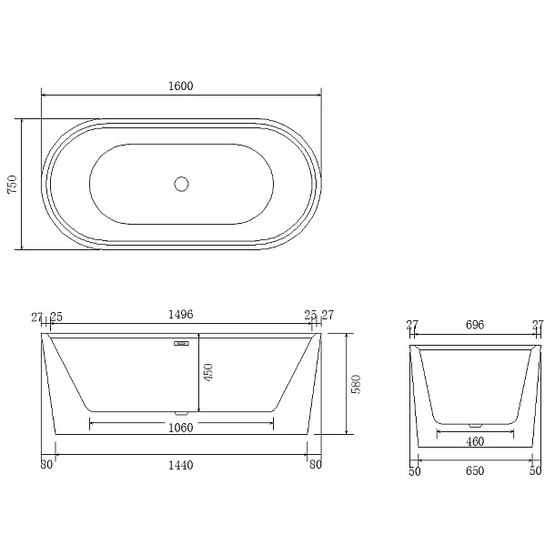 Mobi Gemini Lite Wanna Wolnostojąca Akrylowa 160x75x58 D9015160