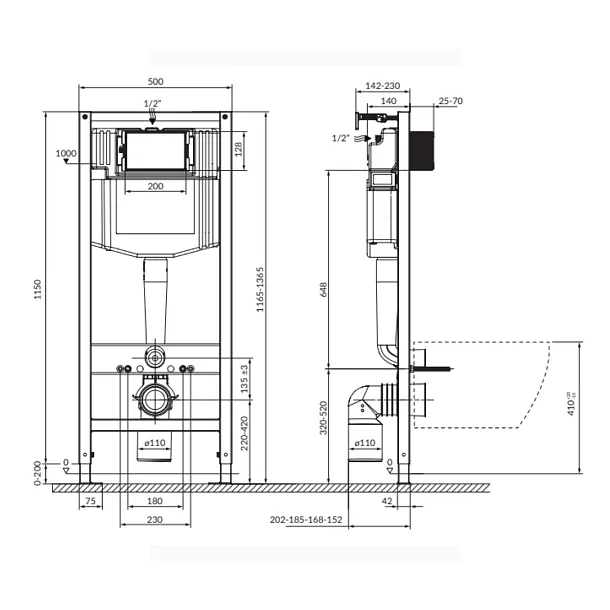 Mobi Mobitech 2.0 50 Stelaż Podtynkowy WC z Kostkarką MT50MECH