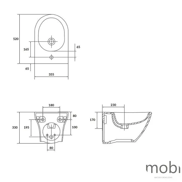 Bidet Palermo Wiszący, Biały, Połysk