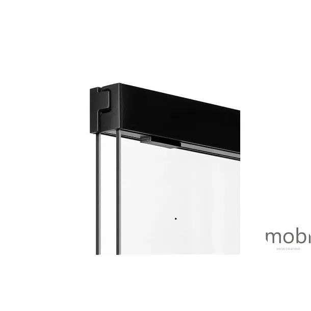 Parawan wannowy MOBI Slide Black 100x150, szkło czyste z powłoką