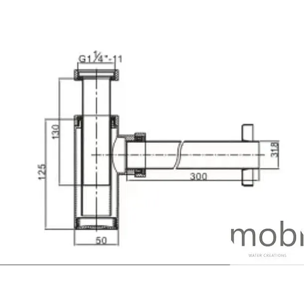 MOBI Premium Syfon Umywalkowy, Czarny Matowy