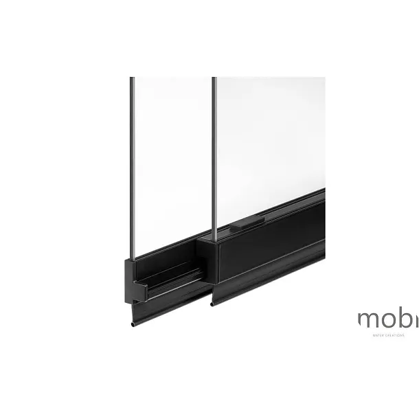 Parawan wannowy MOBI Slide Black 100x150, szkło czyste z powłoką