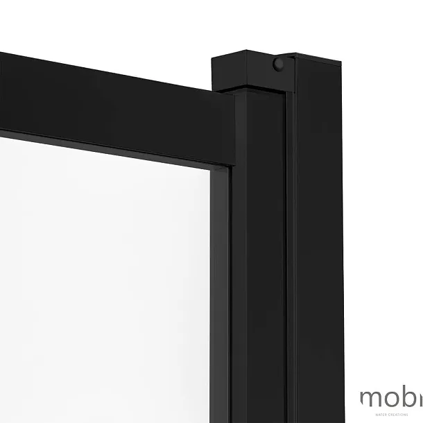 Parawan wannowy MOBI Slide Black 100x150, szkło czyste z powłoką