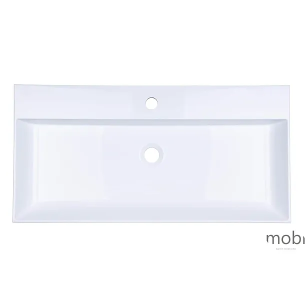 Umywalka nablatowa Mobi Giulia 600x400, Biała, lany marmur