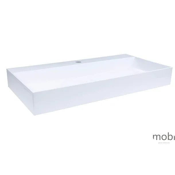 Umywalka nablatowa Mobi Giulia 600x400, Biała, lany marmur