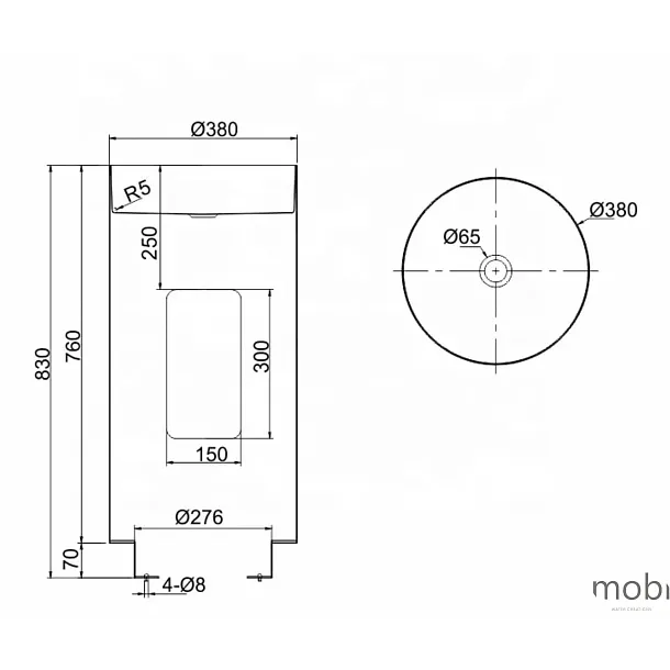 MOBI NORTHERN Umywalka Wolnostojąca 38x83 Gold Brushed