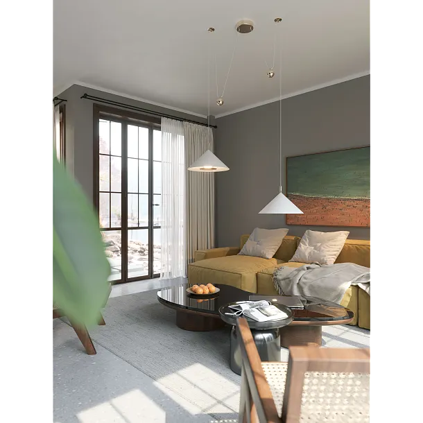 Lampa Wisząca Vulcano II Biała/Złota od Maxlight