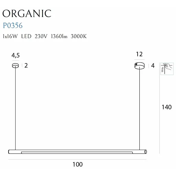 Lampa Wisząca Organic Horizon Ściemnialna Złota 100cm od Maxlight