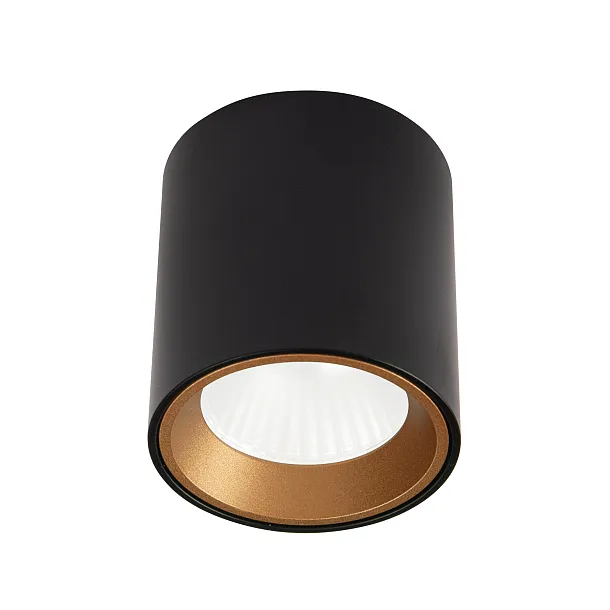 Lampa Sufitowa Tub Okrągła Czarna+Pierścień Ozdobny Złoty od Maxlight