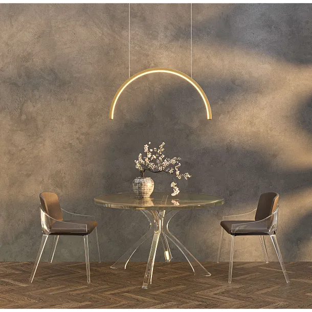 Lampa Wisząca Trio Arc I Złoto Szczotkowane od Maxlight