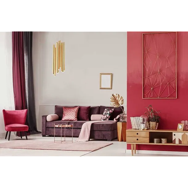 Lampa Wisząca Organic Gold 10x Ściemnialna Złota od Maxlight