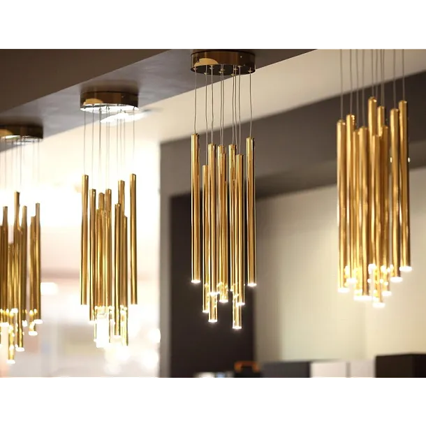 Lampa Wisząca Organic Gold 10x Ściemnialna Złota od Maxlight