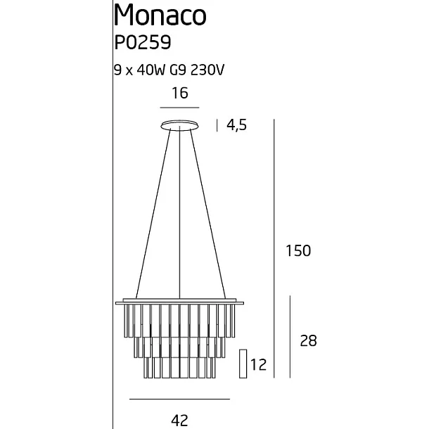 Lampa Wisząca Monaco Chrom Ø 42 od Maxlight
