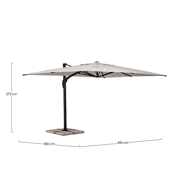 Parasol Ogrodowy Aries 3x4m Jasny z Grafitową Ramą od Bizzotto