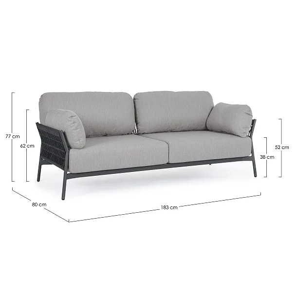 Sofa Ogrodowa 2-osobowa Pardis Grafitowa od Bizzotto