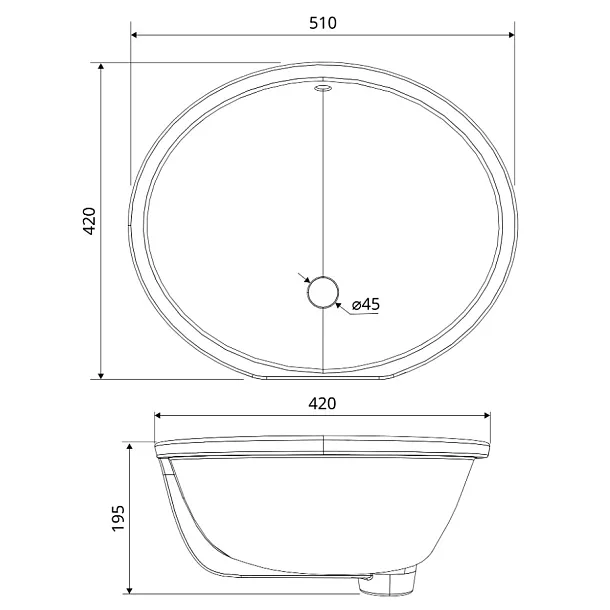 Umywalka Ceramiczna Podblatowa Bowl 50x40x19 od Mobi