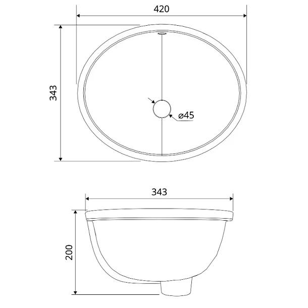 Umywalka Ceramiczna Podblatowa Bowl 42x33x19,5 od Mobi