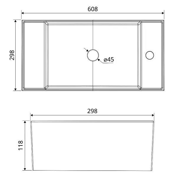 Umywalka Nablatowa Ceramiczna Smart 60,8x29,8x11,8 od Mobi
