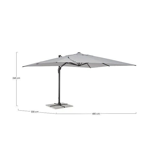 Parasol Ogrodowy Vega Jasny Szary 300x400 cm od Bizzotto