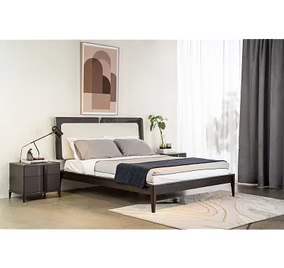 ŁÓŻKO Z KOLEKCJI NOTCH DĄB PALONY od MAXLIVING