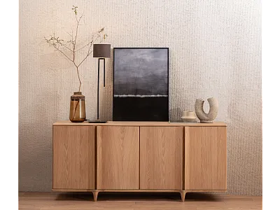 KOMODA Z CZTEREMA DRZWIAMI Z KOLEKCJI NOTCH DĄB BIAŁY od MAXLIVING