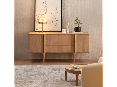 KOMODA NA WYSOKICH NOGACH Z KOLEKCJI NOTCH DĄB BIAŁY od MAXLIVING