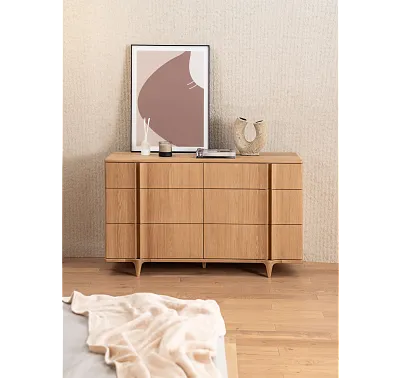 KOMODA Z SZEŚCIOMA SZUFLADAMI Z KOLEKCJI NOTCH DĄB BIAŁY od MAXLIVING