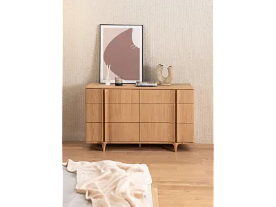 KOMODA Z SZEŚCIOMA SZUFLADAMI Z KOLEKCJI NOTCH DĄB BIAŁY od MAXLIVING