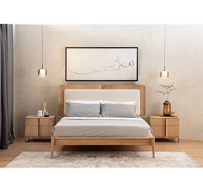 ŁÓŻKO Z KOLEKCJI NOTCH DĄB BIAŁY od MAXLIVING