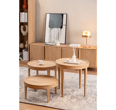 ZESTAW STOLIKÓW KAWOWYCH Z KOLEKCJI NOTCH DĄB BIAŁY od MAXLIVING