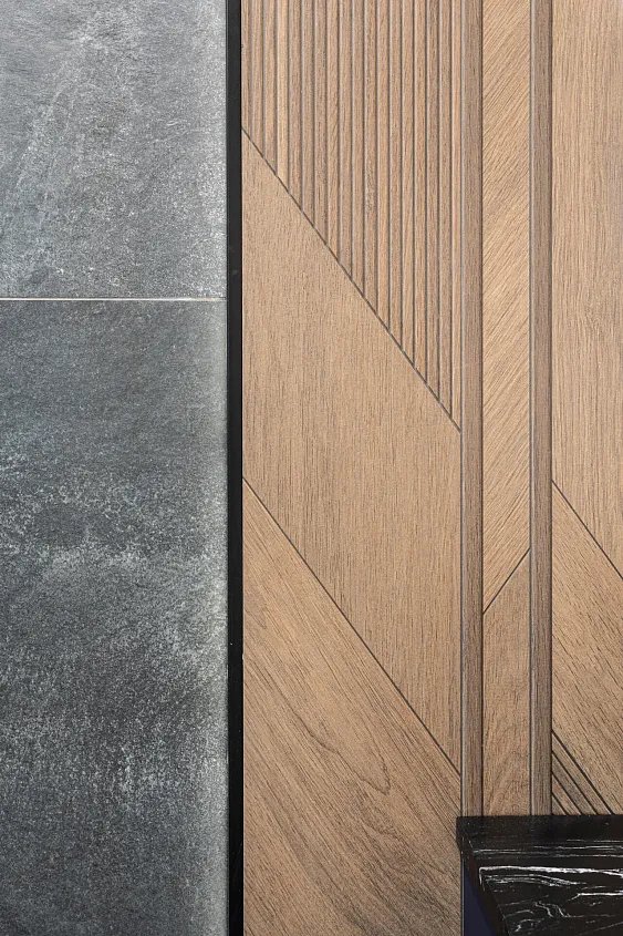 Płytki imitujące kamień Stonetech Maxhome i płytki drewnopodobne Porcelanosa.JPG Styl Skandynawski w Łazience | Aranżacja Maxfliz
