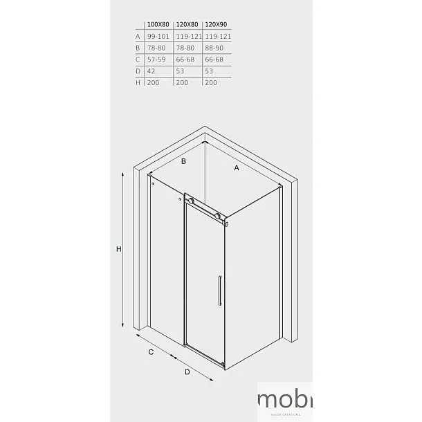 KABINA PRYSZNICOWA PRZESUWNA MY SPACE BLACK OD MOBI