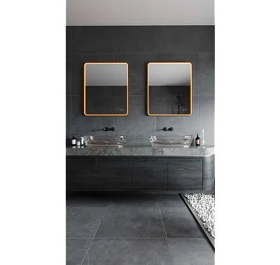 Lustro Mirror Prostokąt Podświetlane Miedziane 76x91cm od Maxlight