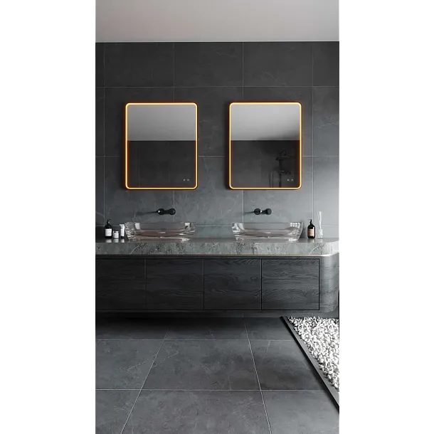 Lustro Mirror Prostokąt Podświetlane Miedziane 76x91cm od Maxlight