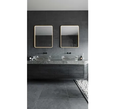 Lustro Mirror Prostokąt Podświetlane Czarne 76x91cm od Maxlight