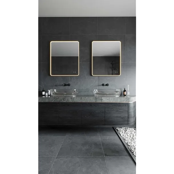 Lustro Mirror Prostokąt Podświetlane Czarne 76x91cm od Maxlight