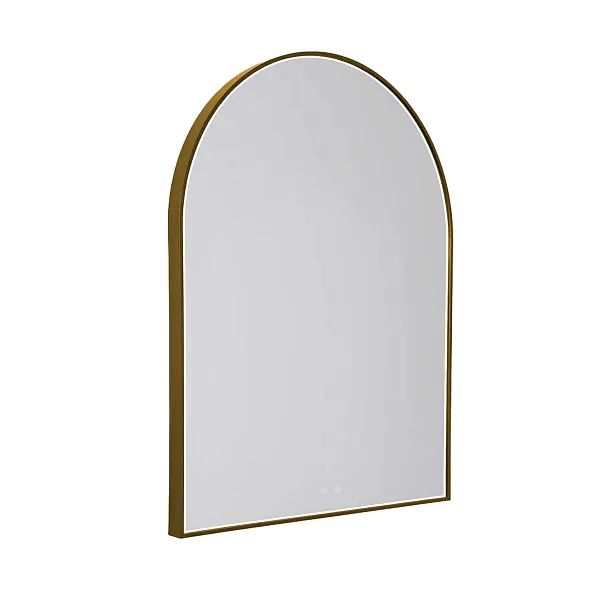Lustro Mirror Półokrąg Podświetlane Złote 90x70cm od Maxlight