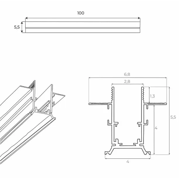 Szyna Podtynkowa Magnetic 1m Czarna od Maxlight MT0006